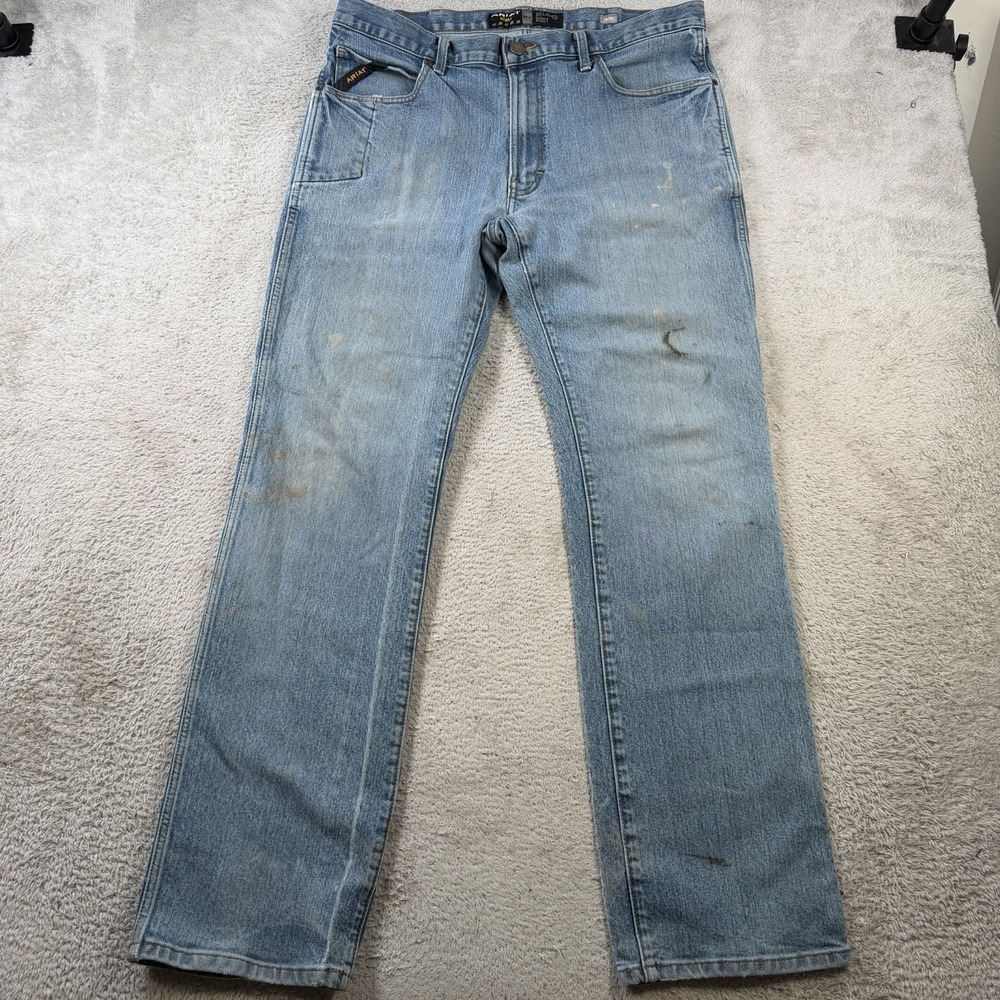 Ariat M4 Jeans Men 36x34 Blue Denim Relaxed Boot Cut Cowboy Rebar Workwear Rodeo